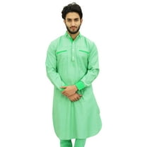 Atasi Men's Pathani Style Men's Punjabi Shirt Green Kurta Pyjama Set-XL