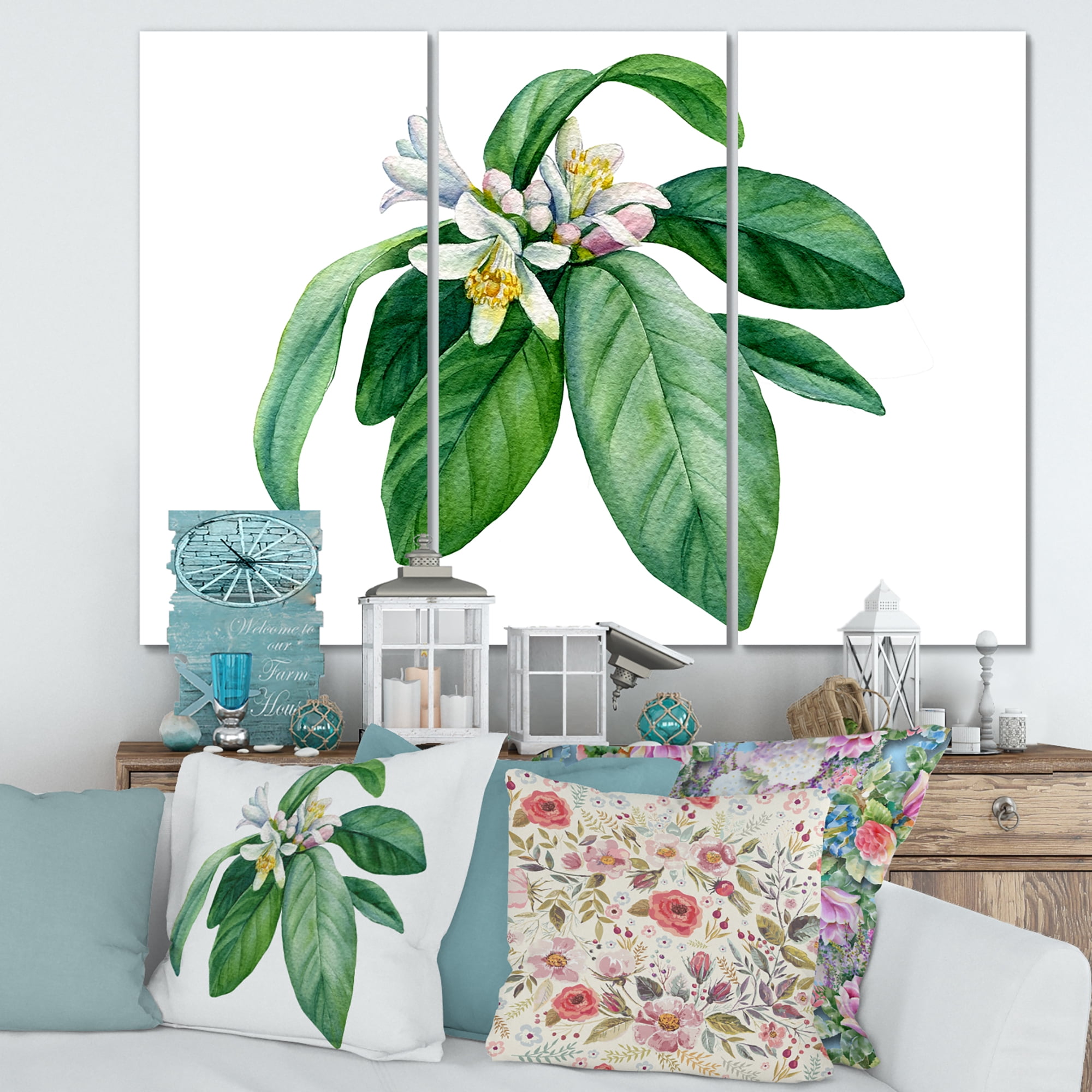 Designart ' Flowering Mandarin With Branch ' Traditional Canvas Wall Art Print