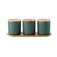 thumbnail image 1 of European Style Sugar Bowl With Lid, Ceramic Sugar Pot, Non-slip Coffee Accessories, Solid Color Sugar Pourer, Kitchen Storage-Green 3 Set-300ml, 1 of 9