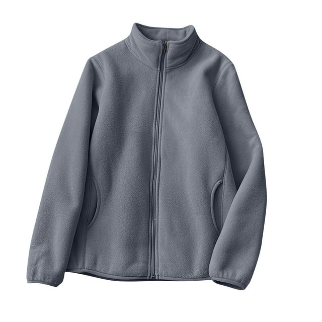 Veste en Molleton pour Femmes, Veste Sans Capuche à Fermeture Éclair à Manches Longues
