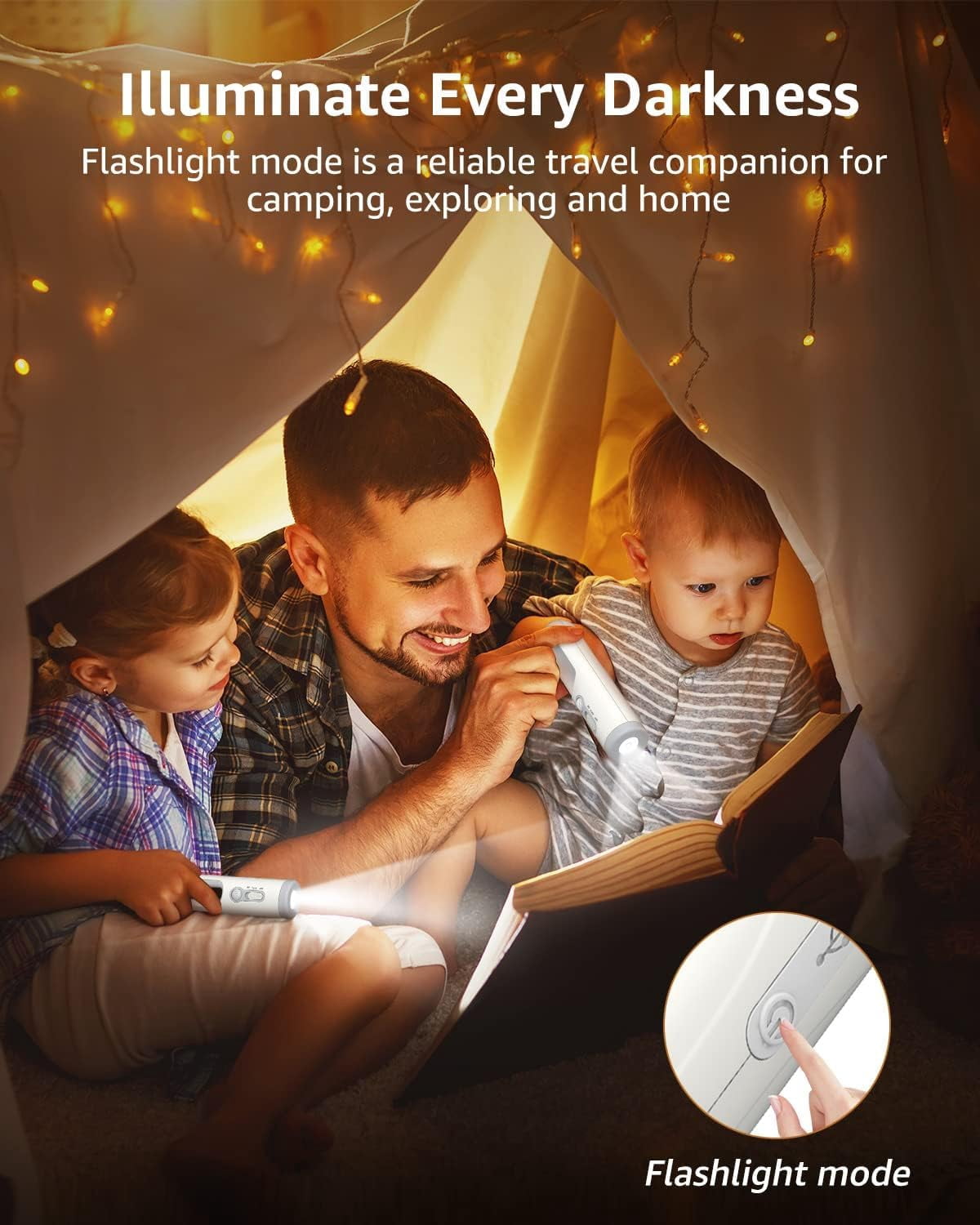 CATPAN Rechargeable Motion Sensor Night Light 2-in-1 Portable LED Night Light Flashlight with Dusk to Dawn Sensor for Bedroom, Bathroom, Baby Nursery, Toilet, Reading, Camping(Warm White, 2 Pack)