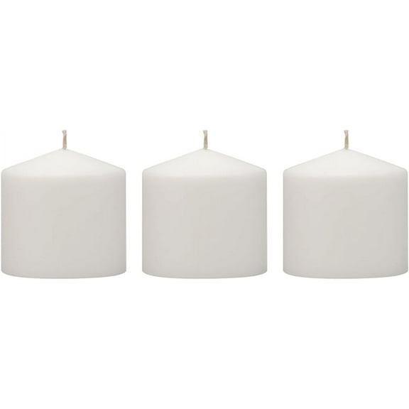 Stonebriar 3 Pack Tall 3 x 3 Inch 18 Hour Long Burning Unscented White Wax Pillar Candles
