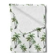 thumbnail image 2 of Tropical Soft Flannel Fleece Throw Blanket, Retro Tropic Jungle Theme with Green Hawaiian Palm Trees Pattern on White, Cozy Plush for Indoor and Outdoor Use, 50" x 70", Green Grey White, by Ambesonne, 2 of 5