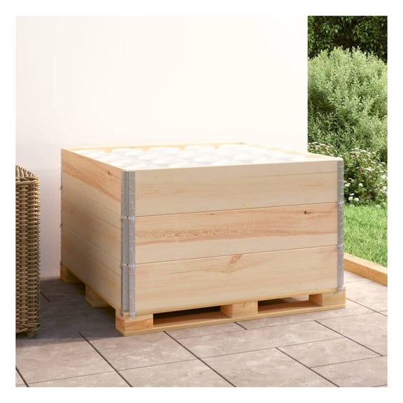 Pallet Collars 3 Pcs 39.4"x39.4" Brown Solid Pine Wood Stackable for Industrial Pallet Packaging and Shipping