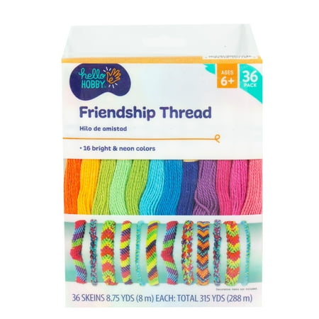 Hello Hobby Multicolor Neon Friendship Thread, 36-Pack