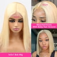 thumbnail image 3 of 613 Blonde Bob Wig Short Straight Wig Pre Plucked T Part Lace Human Hair Wigs with Baby Hair Brazilian Hair 8-16" HD Transparent Straight Bob Wig, 3 of 6