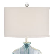 Possini Euro Design Coastal Table Lamps 25 High Set of 2 Ceramic Blue Drip Off White Shade for Living Room Family Bedroom Home (Colors may vary)