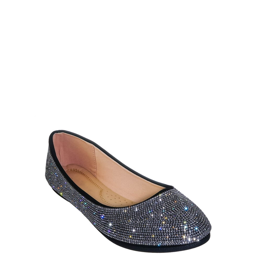 Forever Link Rhinestone Crystal Ballet Flat Women Round Toe Padded
