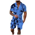 thumbnail image 1 of HBFAGFB Sweat Suits for Men 2 Piece Gradient Quarter Zip Pullover Men Tops Trendy Shorts Blue Size L, 1 of 4