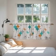 thumbnail image 4 of Teal Orange Boho Tier Curtains, Middle Century Geometric Abstract Light Filtering Kitchen Curtains, 2Pcs Rod Pocket Half Window Treatments Panels for Sink Cafe Cabinet Camper 27.5x24 Inches, 4 of 9