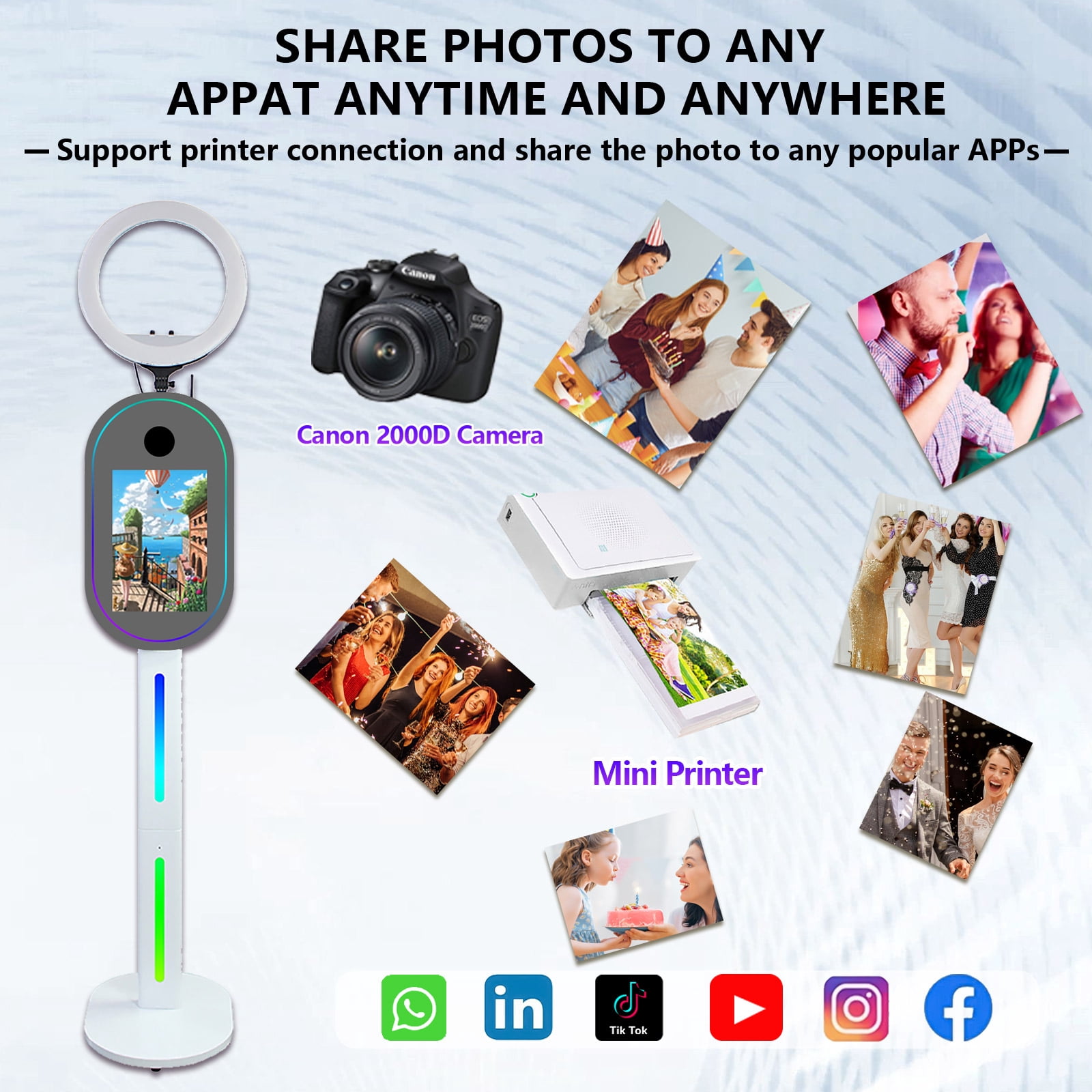 PAAFNN 15.6inch Portable Mirror Photo Booth with Ring Light Selfie Machine Touch Screen for Party