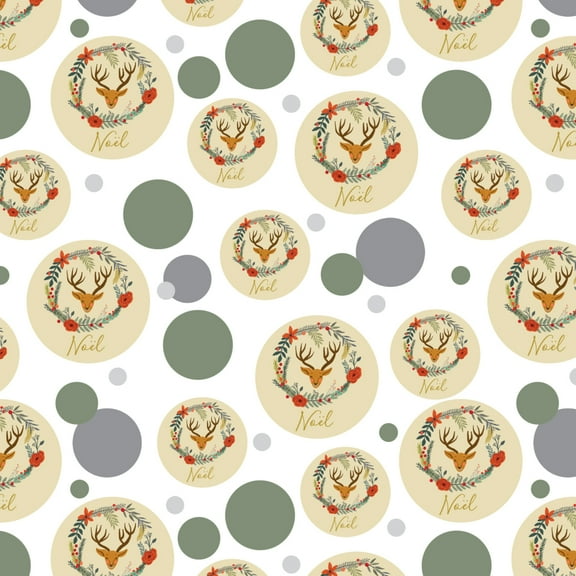 Christmas Noel Deer in Wreath Premium Gift Wrap Wrapping Paper Roll