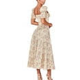 thumbnail image 2 of Qiylii Women’s Floral Lace-up Square Collar Puff Sleeve Split Long Dress, 2 of 10