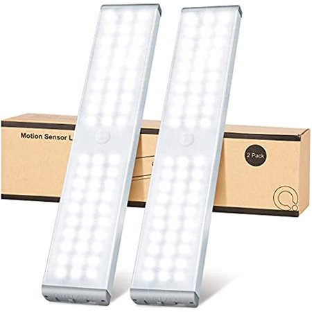 

LED Closet Light Upgraded 60 LED 4 Modes Rechargeable Motion Sensor Closet Light Under Cabinet Lighting Dimmable Magnetic Wireless Stick on Light for Stairs Wardrobe Kitchen Hallway