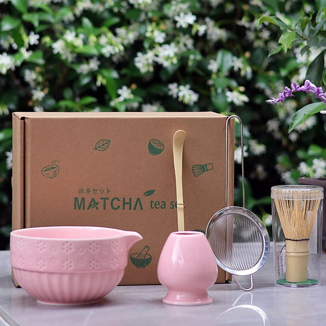 Matcha Tea Set With Whisk Ceramic Bowl & Holder – Matcha Making Kit For Traditional Japanese Tea – Ideal Matcha Set For Beginners And