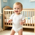 thumbnail image 2 of MEZZALL Child Boys Bodysuits Breathable Soft Short Sleeve Envelope Neck Baby Romper Solid Color Crew Neck Trendy Onesies, 2 of 5