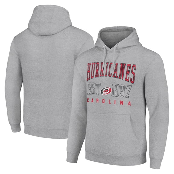 Men's Starter Heather Gray Carolina Hurricanes  Graphic Pullover Hoodie