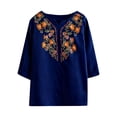 thumbnail image 2 of WCJM Summer Linen Shirts for Women Button Down V Neck 3/4 Sleeve T-Shirt Blouse Casual Loose Basic Solid Tunic Tops 2026 Plain T Shirts for Women Carnival Blouses for Women, 2 of 2