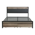 thumbnail image 5 of Full Size Bed Frame with Headboard,Metal Platform Full Bed Frame with Upholstered Headboard,USB Ports and Drawers,No Box Spring Needed,Large Under Bed Storage,Black+Gray, 5 of 8