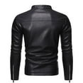 thumbnail image 4 of Tiweut Men's Leisure Leather Jackets Mens Fall and Winter Solid Color Warm Stand Collar Long Sleeve Zipper Slim Fit with Pocket Regular Blouses Black,L, 4 of 7