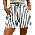 thumbnail image 2 of akafmk Plus Size Striped Beach Shorts for Women Loose Straight Leg Trendy with Pockets Shorts for Everyday Wear, Size S, 2 of 7
