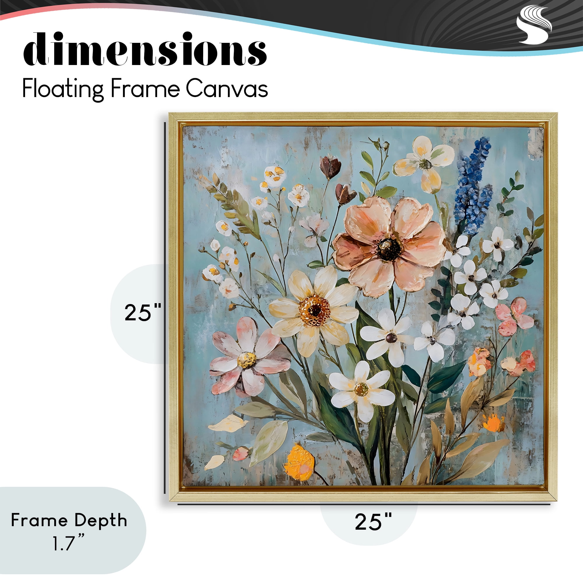 Stupell Industries Wildflower Mix Spring Bouquet Gold Framed Floater Canvas Wall Art, design by Creative Studio