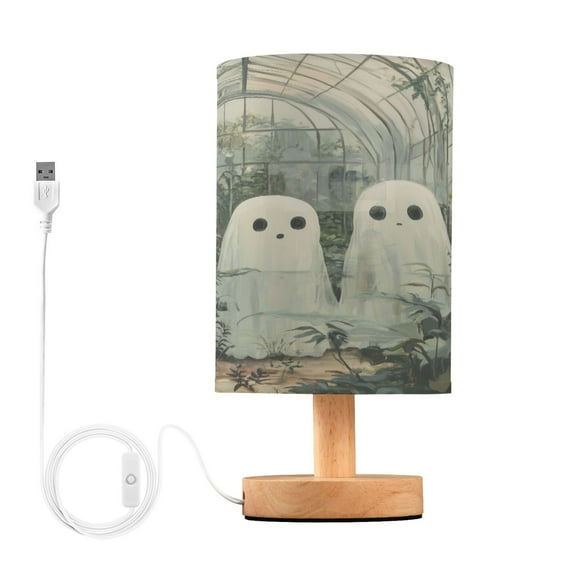 Yayeee Table Lamp for Bedroom Nightstand LED Portable Bedside Warm Light, Ghosts Playing in A Garden