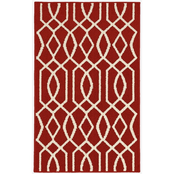 Garland Rug Fretwork Crimson Red/Ivory 8'x10' Indoor Area Rug