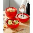 thumbnail image 5 of Large Ceramic Serving Bowls 42 Oz - 7 Inch Salad Bowl Set of 4 for Kitchen,Modern Ribbed Porcelain Dishes for Entertaining,Soup,Pho,Pasta,Cereal, Noodle - Dishwasher & Microwave Safe, Red, 5 of 6