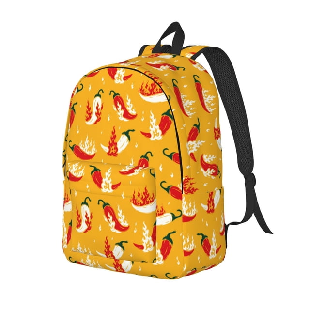 Saiise Hot Chilli Print Laptop Backpack - Adjustable Shoulder Straps, Water-Resistant, Large Capacity, Stylish Design, Unisex for School, Office, Travel-Medium