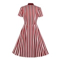 thumbnail image 2 of Women's Audrey Hepburn Retro Vintage Tea Party Prom Dress Short Sleeve Elegant Cocktail Party Swing Midi Dress, 2 of 4