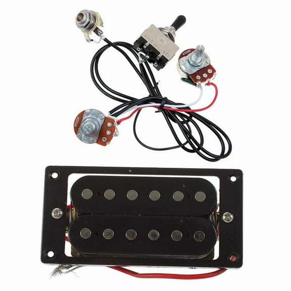 2PCs Black Humbucker Double Coil Electric Guitar Pickups   Frame Screw & 1set Guitar Wiring Harness Prewired Two Pickup
