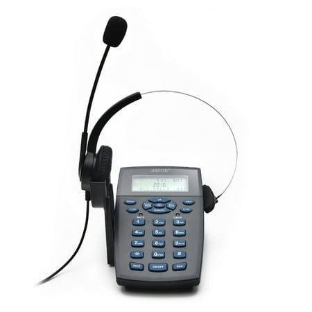 AGPtek Hand-free Call Center Noise Cancelling Corded Monaural Headset Telephone w/ Redial (Best Corded Phone Headset)