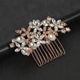 thumbnail image 3 of Nvzi Horquillas para el pelo de boda con flores para novias, peinetas con perlas de cristal, pinzas para el pelo, tocado, accesorios para el pelo de boda dorados, joyas - doradas, 3 of 4