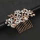 thumbnail image 3 of Nvzi Horquillas para el pelo de boda con flores para novias, peinetas con perlas de cristal, pinzas para el pelo, tocado, accesorios para el pelo de boda dorados, joyas - doradas, 3 of 4