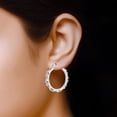 thumbnail image 3 of LeCalla 925 Sterling Silver Light-Weight Click-Top Round Bamboo Hoop Earrings for Women and Teen 30MM, 3 of 7