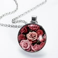 thumbnail image 2 of Rose Glass Design Circular Pendant Necklace for Women - Fashion Jewelry, 2 of 5