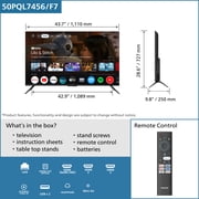 Philips 50 Class QLED 4K UHD (2160p) Google Smart TV (50PQL7456/F7)