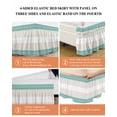 thumbnail image 6 of Turquoise Beige Stripe Wrap Around Bed Skirts for King Bed 18" Drop,Bed Skirt with Adjustable Elastic Belt Dust Ruffle Bed Valance for Bedroom Hotel Modern Art Horizontal Striped Bed Frame Cover, 6 of 7