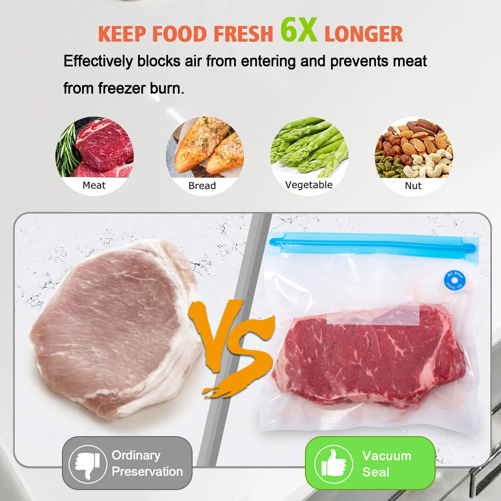 Vacuum Sealer Machine | Included 10pcs Bags & 100pcs Disposable TPE Gloves | Build-in Cutter Home Automatic Packing Machine with External Vacuum System | Dry Moist Fresh Modes