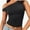 Black, variant on Womens Summer Off The Shoulder Sleeveless One Shoulder Ruched Asymmetrical Going Out Tank Crop Tops Shirts