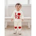 thumbnail image 3 of Infant Toddler Baby Girl Valentines Day Outfit Love Heart Sweatshirt Pant Sets Valentine's Gift Set, 3 of 8