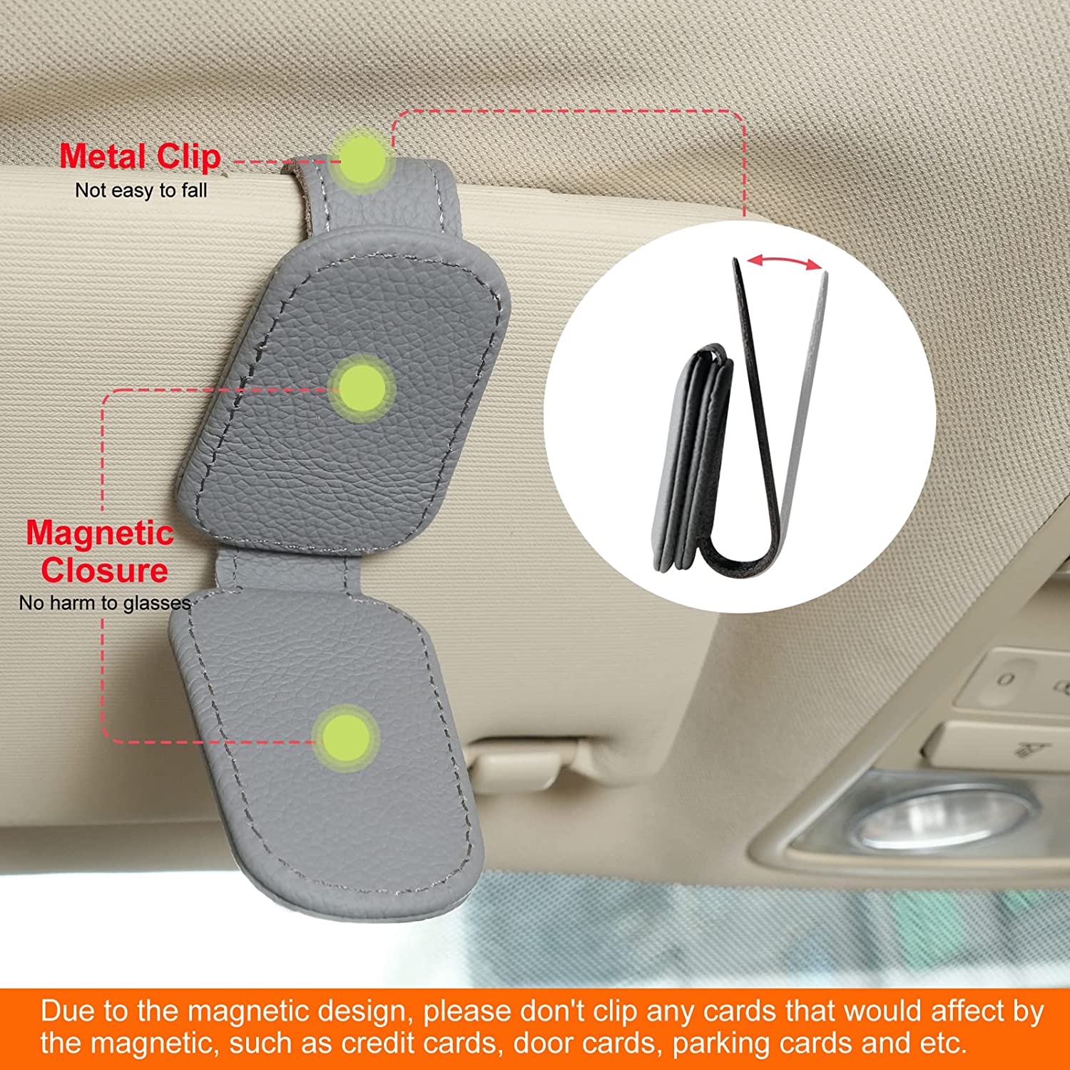 Support Magnétique Universel Pour Lunettes De Soleil Voiture - Porte-lunettes Cuir Aimanté