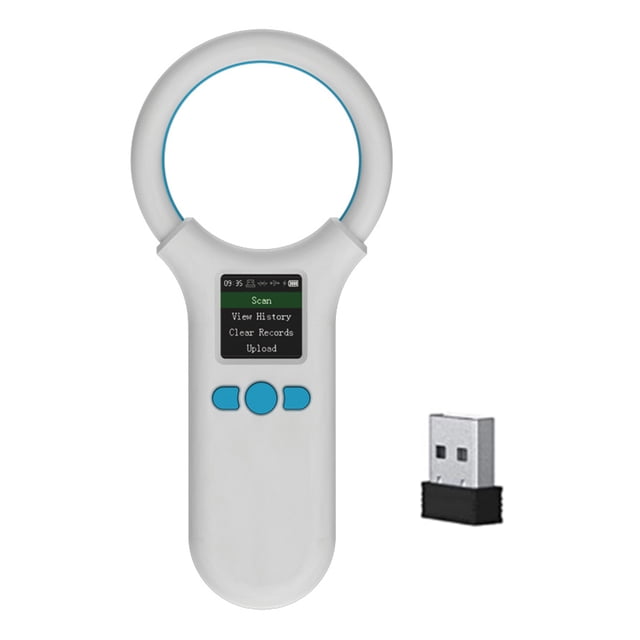 Mistaha Portable Bluetooth Animal Pet Chip Tag Scanner Reader with 1.44" Display, 2.4G+USB, 500 Tag Storage, Fast Recognition, Built-in Lithium Battery - White