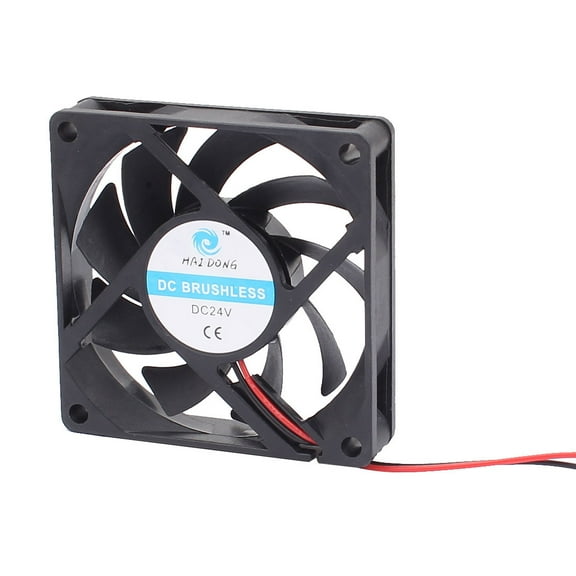DC 24V 70mmx70mmx15mm 9 Vanes Cooling Cooler Fan w Metal Finger Guard