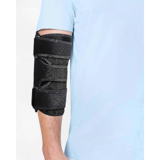 Cubital Tunnel Syndrome Support Brace for Night Immobilization, Ulnar Nerve Protection, Medium Size, Black Color