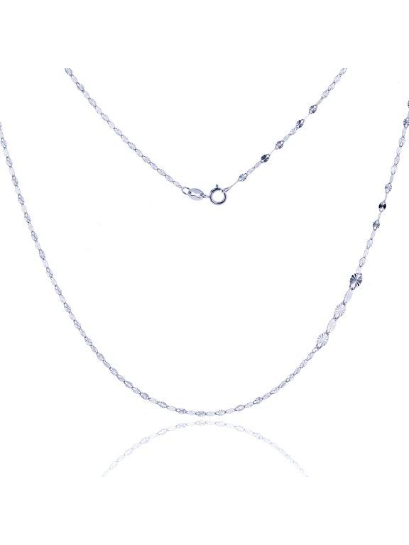 14K White Gold 1.90mm 20" 030 Diamond Cut Wide Superlight Sunray Chain