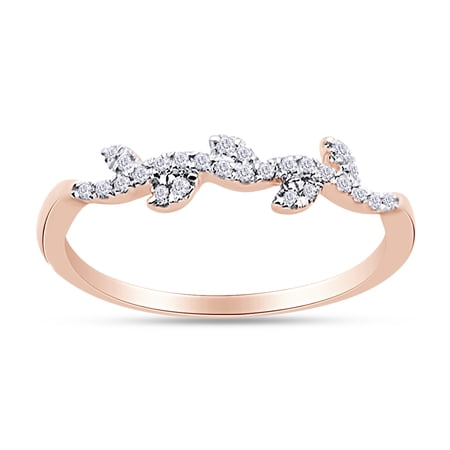 0.15 Carat (Cttw) Round Cut White Natural Diamond Trendy Wedding Band Ring In 14K Rose Gold Over Sterling Silver (Clarity : I2-I3 Color : I-J) Ring Size-4