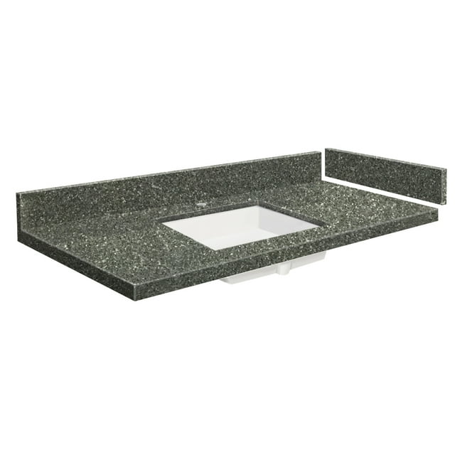 Transolid VT61.25x22-1KU-4T-A-W-1 61.25 in. D Quartz Vanity Top with Single Hole and Rectangular Undermount Sink, Greystone