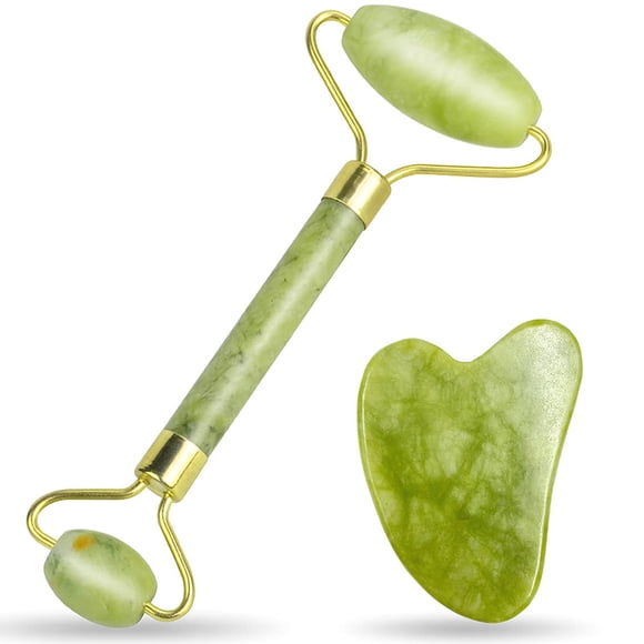 Set de herramientas faciales y rodillo de jade Dsenfurn Gua Sha 100% natural